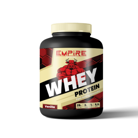 Empire® Nutrition 1kg pot van Premium vanille Whey Eiwitpoeder met 90% puurheid en 30g eiwit per scoop voor spieropbouw en herstel